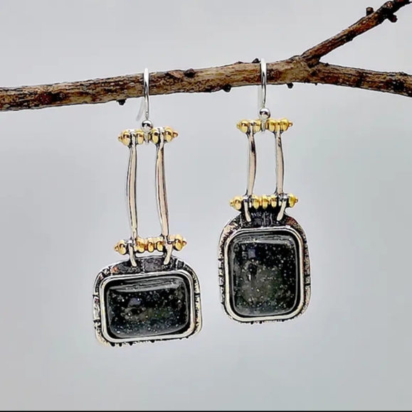 Vintage Handmade Asymmetric Geometric Earrings. - Picture 2 of 7